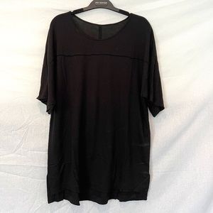 Baja East - Black Liquid Silk T-Shirt - Unisex Chic Draped Tunic - 80% OFF SALE!